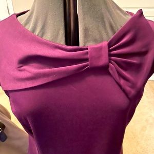 Studio I...Purple Bow Neck Cap Sleeve Dress